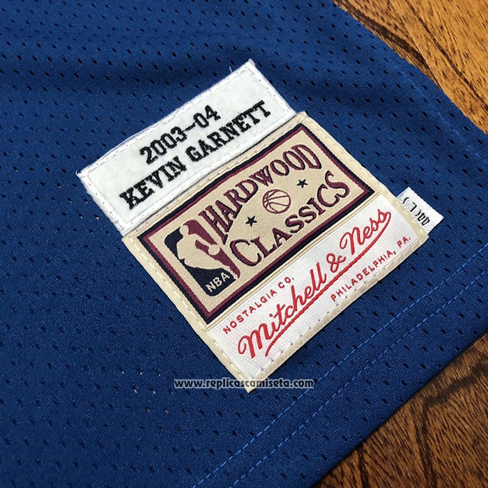 Camiseta Minnesota Timberwolves Kevin Garnett #21 Hardwood Classics Throwback 2003-04 Azul